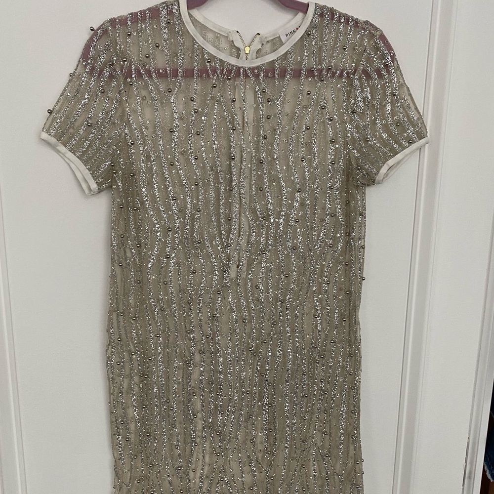 PINK STITCH EMBELLISHED DRESS COVER UP SIZE SMALL